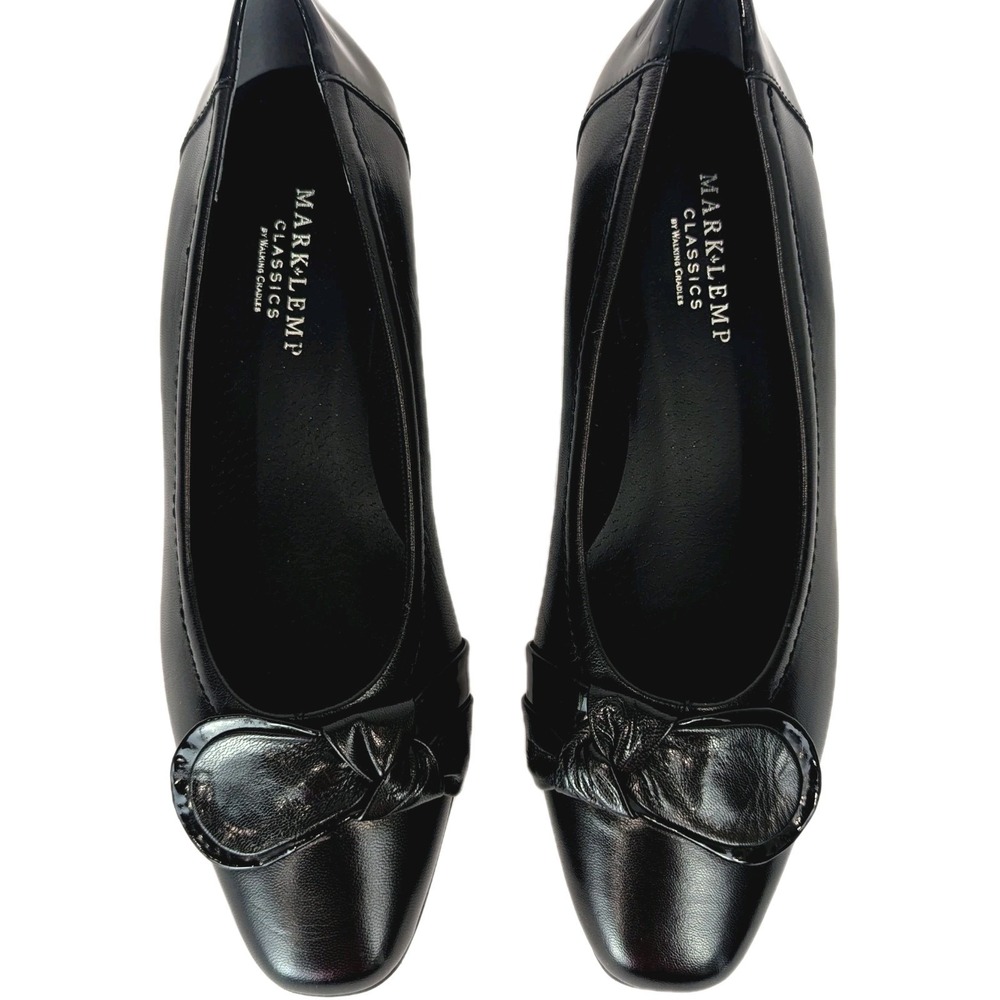 Mark Lemp Walking Cradles Wedge Heel Sz 6 Black Matte/Patent Leather Career Shoe